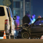 Terrifying Dashcam Footage: SUV vs. Semi-Truck Two cars crashed at night with people nearby