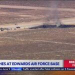 B-52 bomber crashes shortly after takeoff at Edwards Air Force Base, officials say B-52 bomber crashes shortly after takeoff at Edwards Air Force Base, officials say